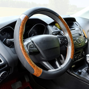 Didida Microfiber Leather Steering Wheel Cover Sporty Car Wheel Cover for Men and Women Universal 14 1/2 inch to 15 inch Breathable for Car Truck SUV Jeep Wooden