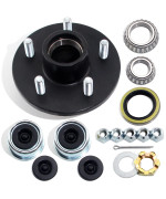 GREPSPUD 1 Set Trailer Idler Hub Kits 5 on 4.5 for 3500 lbs Trailer 1-1/16'' to 1-3/8'' Axle, with Extra Dust Caps & Rubber Plugs, 5x4.5 Trailer Replacement Hub 5-Hole Trailer Wheel Hub Kit 5 Lug Bolt