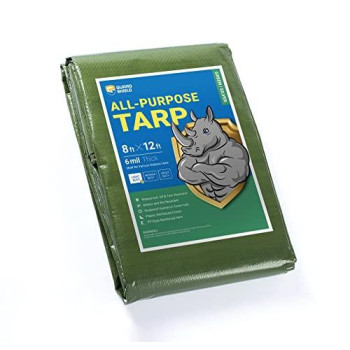 GUARD SHIELD Green/Sliver Tarp 8x12 Feet Waterproof Tarps Lightweight Camping Tarp Outdoor Multi Purpose Poly Cover 6mil