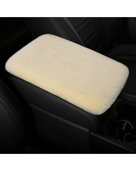 Miytsya 1 Pack Car Furry Center Console Cushion, Short Plush Comfort Armrest Box Pad, Soft Fluffy Box Cover Protection Decorative Cover, Universal Auto Accessories for Women & Men (Black)