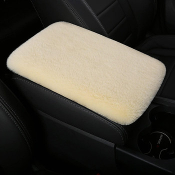 Miytsya 1 Pack Car Furry Center Console Cushion, Short Plush Comfort Armrest Box Pad, Soft Fluffy Box Cover Protection Decorative Cover, Universal Auto Accessories for Women & Men (Black)