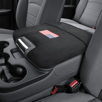 ISSYAUTO American Flag Center Console Cover Compatible with 2013-2018 Ram 1500 & 2013-2023 Ram 2500/3500/1500 Classic Model, Only for Jump Seat Console, USA Flag Embroidered Armrest Cover, with Pocket