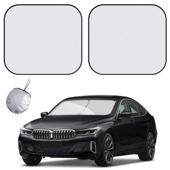 Windshield Sun Shade - 2 Piece Car Sun Shade Windshield, Foldable Car Shade Front Windshield with Reflective Fabric Blocks Sun and Keeps Your Vehicle Cool, for Most Sedans SUV and Trucks - Medium