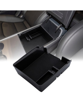 Rear Center Console Organizer Fit for Tesla Model Y 2020 2021 2022 2023 Under-Seat Consoles Storage Box Rear Middle Bin and Cup Holder Flocking Backseat Storage Box