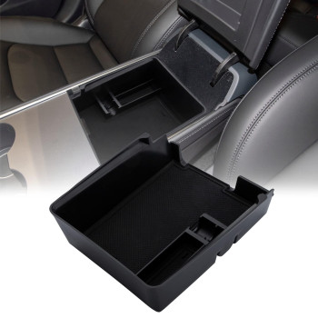 Rear Center Console Organizer Fit for Tesla Model Y 2020 2021 2022 2023 Under-Seat Consoles Storage Box Rear Middle Bin and Cup Holder Flocking Backseat Storage Box