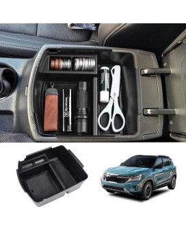 RUNROAD Center Console Organizer Tray Compatible with 2020 2021 2022 2023 2024 Kia Seltos Accessories, ABS Insert Tray Secondary Storage Box Holder Black