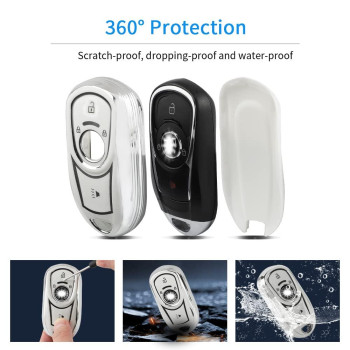 YFRAUTO for Buick Key Fob Cover 2017 2018 2019 2020 Encore Accessories 2021 2022 Encore GX 4 Buttons Smart Control Car Key Protector Soft TPU Key Case White 1 Pack