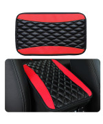 Pincuttee Pu Leather Console Armrest Cover 1PC, Car Center Console Pad Cover,Universal Armrest Box Mat,Waterproof Armrest Cover Center Console Pad(12.6x7.5, Red)