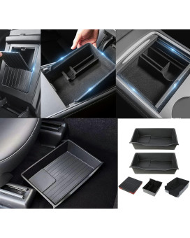 EVMODS 5PCS Tesla Model Y Center Console Storage Accessories Organizer Tray Package Fit Model Y 2021 2022 2023 Under Seat Organizer Tray Upgraded