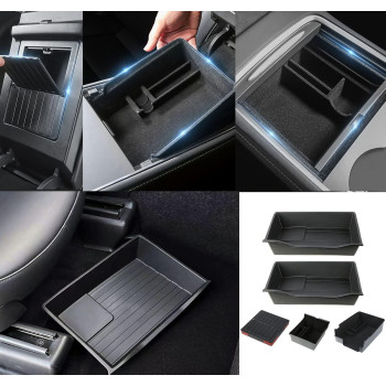 EVMODS 5PCS Tesla Model Y Center Console Storage Accessories Organizer Tray Package Fit Model Y 2021 2022 2023 Under Seat Organizer Tray Upgraded