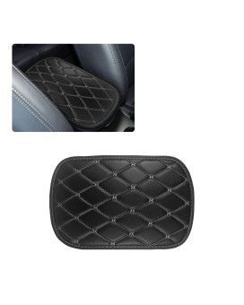 Sodcay 1 PC Auto Center Console Cover Pad, PU Leather Car Armrest Seat Box Protector Set, Double Line Square Waterproof Center Console Mat, for Most Vehicle, SUV, Truck, Car Interior (Gray)