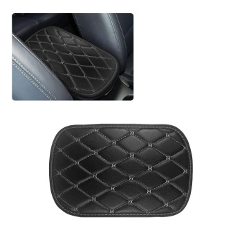 Sodcay 1 PC Auto Center Console Cover Pad, PU Leather Car Armrest Seat Box Protector Set, Double Line Square Waterproof Center Console Mat, for Most Vehicle, SUV, Truck, Car Interior (Gray)