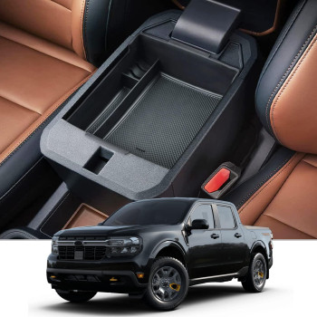 CDEFG Maverick Center Console Organizer for 2022 2023 Maverick Truck Central Console Armrest Tray Storage Box Insert Tray Coin Container para 2022 2023 Maverick Pickup Truck Accessories