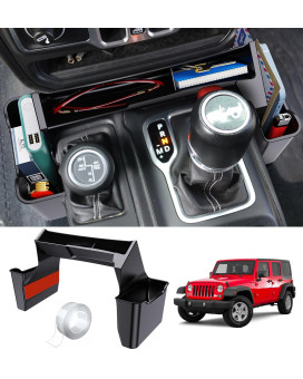 Eamplest Gear Shift Center Console Side Tray Organizer for Jeep Wrangler JL JLU 4xe 2023 2022 2021 2020 2019 2018& Gladiator JT 2020-2023 Interior Storage Accessories Shifter Storage Box