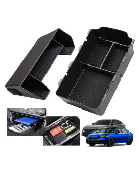 XXCIWP 2024 2023 Civic Center Console Organizer Tray for 2023 2022 Honda Civic 11th Gen Sedan Hatchback LX EX Sport Civic 2022 Accessories Civic 2023 Central Console Organizer Insert Tray(2pcs)