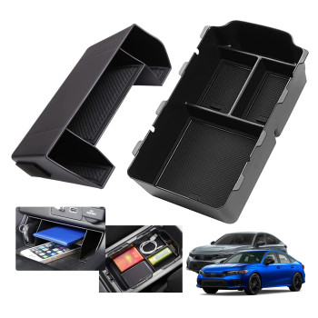 XXCIWP 2024 2023 Civic Center Console Organizer Tray for 2023 2022 Honda Civic 11th Gen Sedan Hatchback LX EX Sport Civic 2022 Accessories Civic 2023 Central Console Organizer Insert Tray(2pcs)