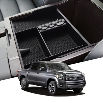 AEEKCARS Compatible with Toyota Tundra Accessories Center Console Tray Organizer for Tundra 2007-2020 2021 Armrest Box Secondary Storage Tray Coin Container (Full Console w/Bucket Seats ONLY)