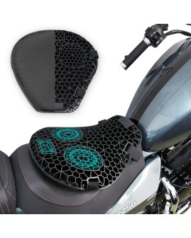 FQMY Motorcycle Gel Seat Cushion with Seat Pad Sunshade Cover, Large 3D Honeycomb Motorcycle Seat Cover, Breathable Shock Absorption Reduces Motorcycle Gel Seat Pad for Comfortable Long Rides