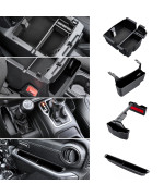 Eamplest 4PCS Center Console Organizer for 2018-2022 2023 Jeep Wrangler JL JLU and Gladiator JT Accessories Gear Shift Side Tray Organizer,Hanging Armrest Storage Box (Not for JK/JKU)