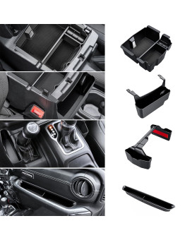 Eamplest 4PCS Center Console Organizer for 2018-2022 2023 Jeep Wrangler JL JLU and Gladiator JT Accessories Gear Shift Side Tray Organizer,Hanging Armrest Storage Box (Not for JK/JKU)