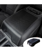 Pincuttee Center Console Cover for 15-21 Ford F150 F250 F350 F450,Carbon Fiber Leather Armreat Cover,Middle Console Cover Box Protector Cover for Ford with Bucket Seat(15-21 Carbon Fiber,1PC)