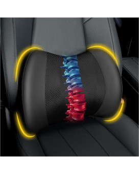 Lumbar Support Pillow: Memory Foam Lumbar Pillow for Lower Back Pain Relief - Car Back Cushion for Driving - Lumbar Support for Car-Office Chair, Wheelchair - Black