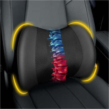 Lumbar Support Pillow: Memory Foam Lumbar Pillow for Lower Back Pain Relief - Car Back Cushion for Driving - Lumbar Support for Car-Office Chair, Wheelchair - Black