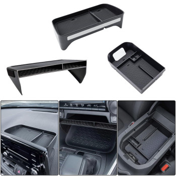 JDMCAR 3PCS Center Console Organizer Tray Set Compatible with Toyota RAV4 2019-2024 and 2021-2024 RAV4 Prime Insert Three Storage Box, Dash Center Console Tray (Only Fit 8'' Multimedia Display)