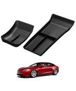 BASENOR Tesla Center Console Organizer Tray Pad and Lower Bottom Console Armrest Storage Box TPE Fit Model S Model S Plaid Model X Model X Plaid Interior Accessories 2022-2024 (2PCS)