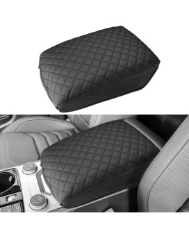 INTGET for 2024 Volkswagen/VW Atlas Center Console Cover Leather Arm Rest Cover Middle Console Cover Central Armrest Lid Protector for 2024 Volkswagen VW Atlas Interior Accessories (Black Leather)