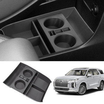 Neepiar Lower Center Console Organizer Tray Compatible with 2019-2022 2023 2024 Hyundai Palisade Storage Box with Cup Holder Interior Secondary Accessories