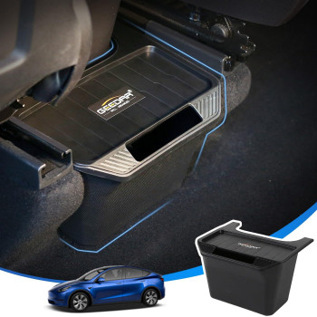 GEEDAR Tesla Model Y Rear Center Console Organizer, Upgraded Backseat TPE Storage Box with Anti-Slip Lid Cover, second Row Storage Organizer Tray for Tesla Model Y Accessories 2023 2024-2020