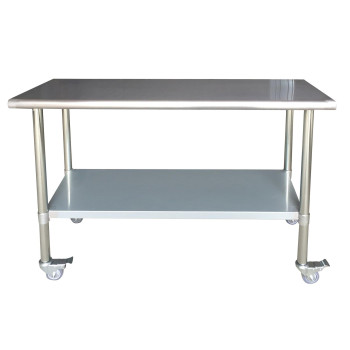 Sportsman Series Stainless Steel Work Table with Casters 24 x 60 Inches