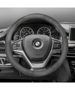 Deluxe Full Grain Authentic Leather Steering Wheel Cover- Solidgray