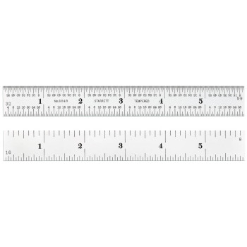 C604R-6 6" Spring-Tempered Steel Rule With Inch Graduations, Graduations At 8Ths, 16Ths, Quick-Reading 32Nds, 64Ths