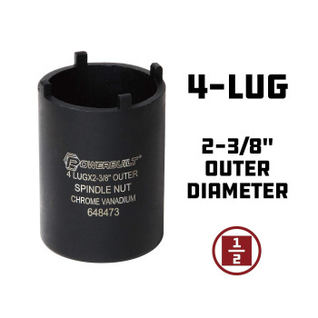 Powerbuilt Spindle Nut Socket 4 Lug 238 Inch Outer Diameter Bronco Ranger Ford Chevy Gmc Pickup Trucks And Suv Black 6484