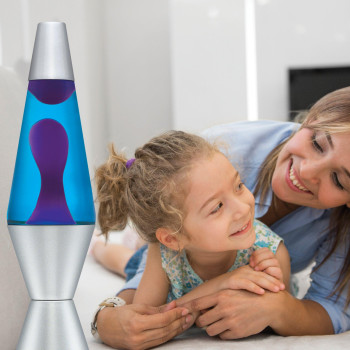 145Inch Silver Base Lava Lamp With Purple Wax In Blue Liquid 2118