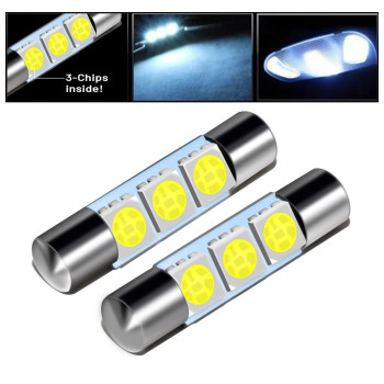 Zhol Super Bright White Vanity Led Light Bulbs Mirror Fuse Sun Visor 3Smd 5050 Chips 6641F A Pair