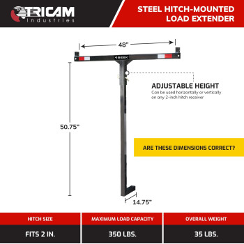 Seek Steel Load Extender Vertical Or Horizontal Truck Bed Roof Rack Ez Hitch Mount Cargo Extension 2 Inch Hitch Receiver Blac