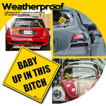 Zonetech Baby Up In This Bitch Vehicle Safety Sticker Premium Quality Convenient Reflective Baby Up On This Bitch Vehicle Sa