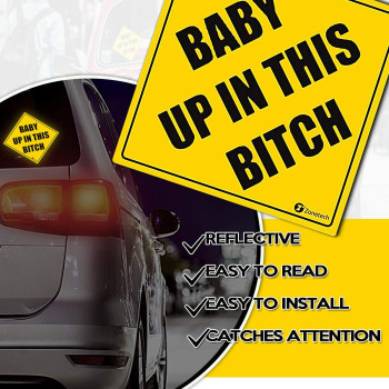 Zonetech Baby Up In This Bitch Vehicle Safety Sticker Premium Quality Convenient Reflective Baby Up On This Bitch Vehicle Sa