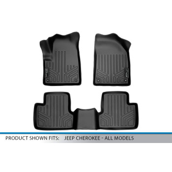 Maxliner Custom Fit Floor Mats 2 Row Liner Set Black Compatible With 20142021 Jeep Cherokee All Models