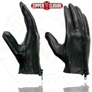 Milwaukee Leather Sh722 Womens Black Unlined Leather Lightweight Motorcycle Hand Gloves Wwrist Zipper Closure Xxlarge