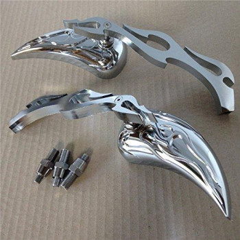 Httmt Mt252007Ttt003 Motorcycle Billet Alloy Teardrop Flame Custom Mirror Compatible With Harley Softail Fatboy Sportster