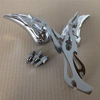 Httmt Mt252007Ttt003 Motorcycle Billet Alloy Teardrop Flame Custom Mirror Compatible With Harley Softail Fatboy Sportster