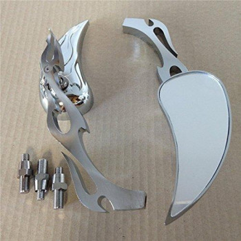 Httmt Mt252007Ttt003 Motorcycle Billet Alloy Teardrop Flame Custom Mirror Compatible With Harley Softail Fatboy Sportster