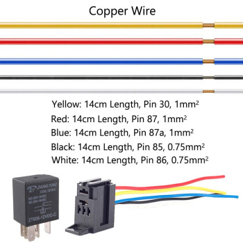 Esupport Car Heavy Duty Relay Switch 12V 30A Spdt 5Pin Wire Socket Plug Harness Waterproof Electrical Automotive Pack Of 5