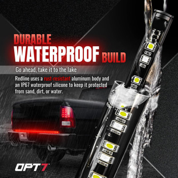 Opt7 48 Redline Parlux Standard Led Tailgate Light Bar Wred Turn Signal Ip67 Weatherproof Rigid Aluminum Frame Light Strip