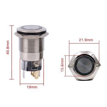 Esupport Stainless Steel 19Mm 12V 5A Power Symbol Angel Eye Halo Car Blue Led Light Metal Push Button Toggle Switch Socket Plug