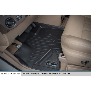 Maxliner Floor Mats 3 Row Liner Set Black Compatible With 20082018 Dodge Grand Caravanchrysler Town Country Stown Go Only